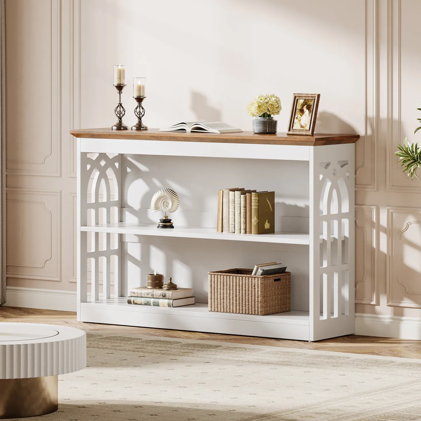 3-Tier Console Table, 41.34" Modern Entryway Sofa Table Behind the Couch