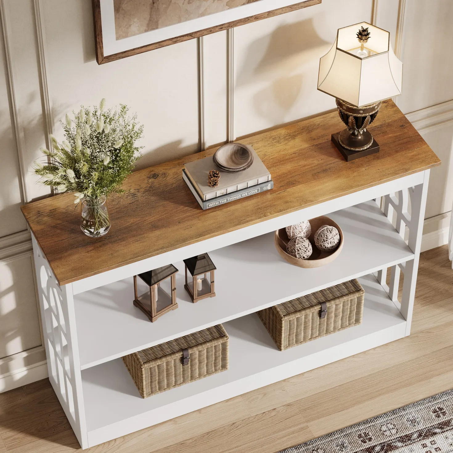 3-Tier Console Table, 41.34" Modern Entryway Sofa Table Behind the Couch