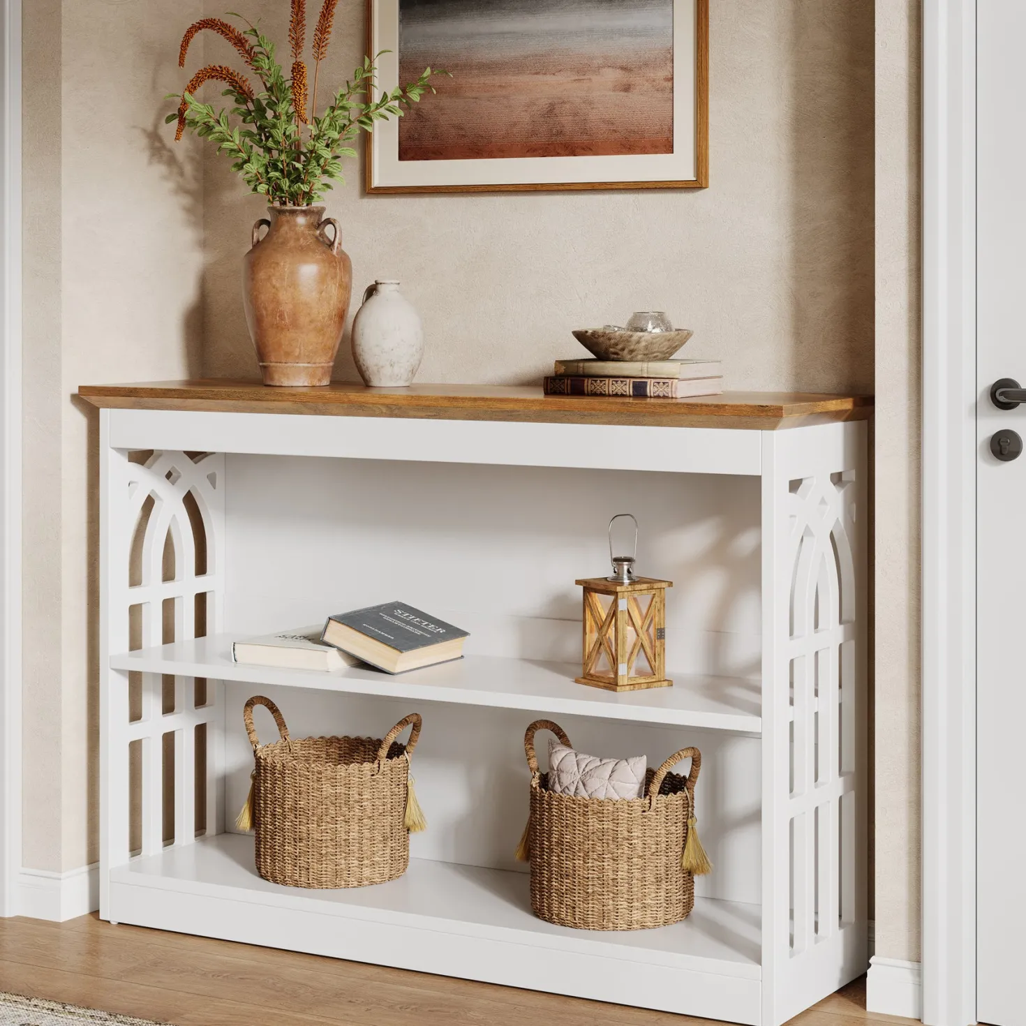 3-Tier Console Table, 41.34" Modern Entryway Sofa Table Behind the Couch
