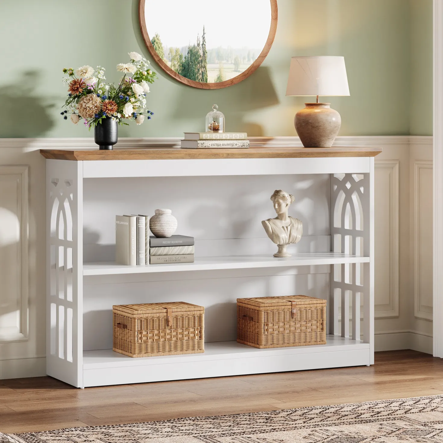 3-Tier Console Table, 41.34" Modern Entryway Sofa Table Behind the Couch