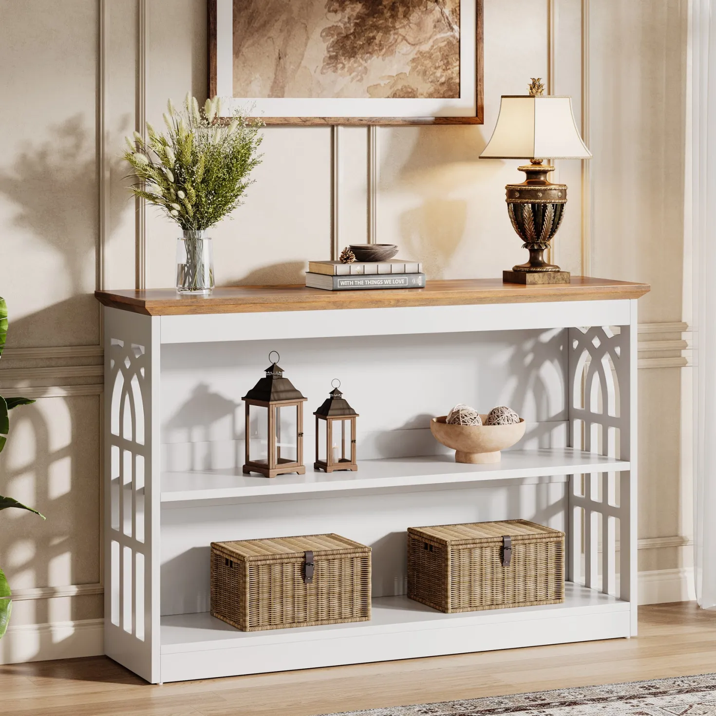 3-Tier Console Table, 41.34" Modern Entryway Sofa Table Behind the Couch