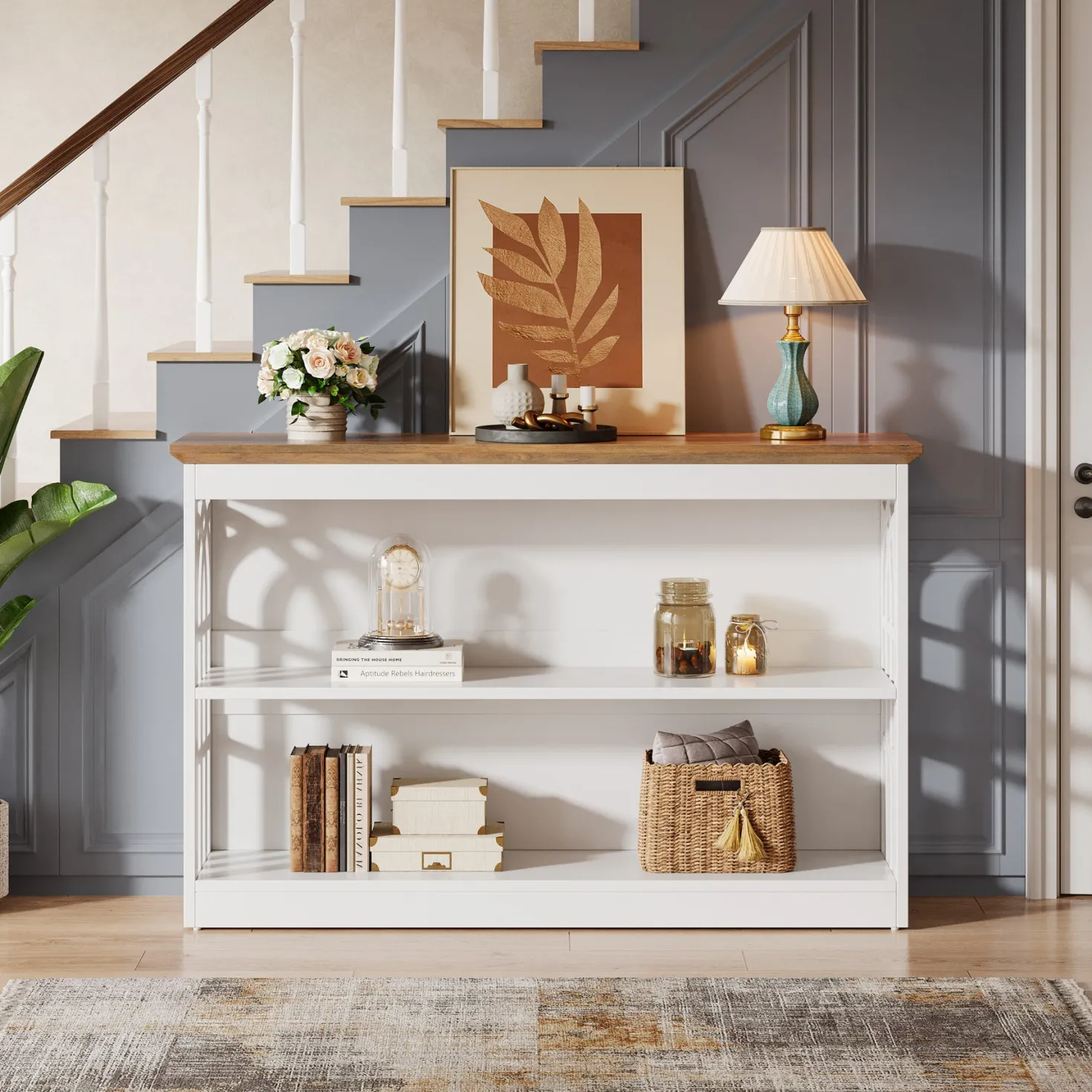 3-Tier Console Table, 41.34" Modern Entryway Sofa Table Behind the Couch