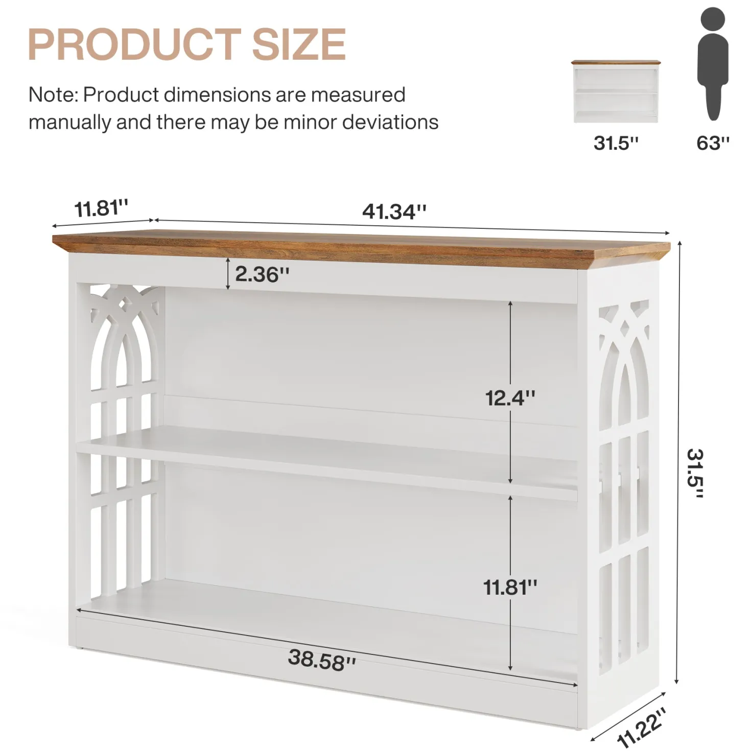 3-Tier Console Table, 41.34" Modern Entryway Sofa Table Behind the Couch