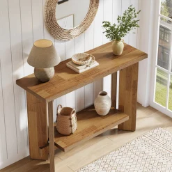 2-Tier Console Table, 41" Narrow Sofa Entryway Table with Storage Shelf