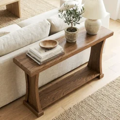 2-Tier Console Table, 63” Narrow Entryway Sofa Table with Storage Shelf