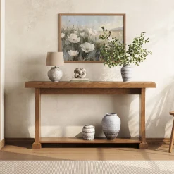 2-Tier Console Table, 63” Narrow Entryway Sofa Table with Storage Shelf