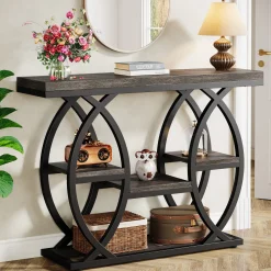 4-Tier Console Table, 39" Sofa Entryway Table with Storage Shelves