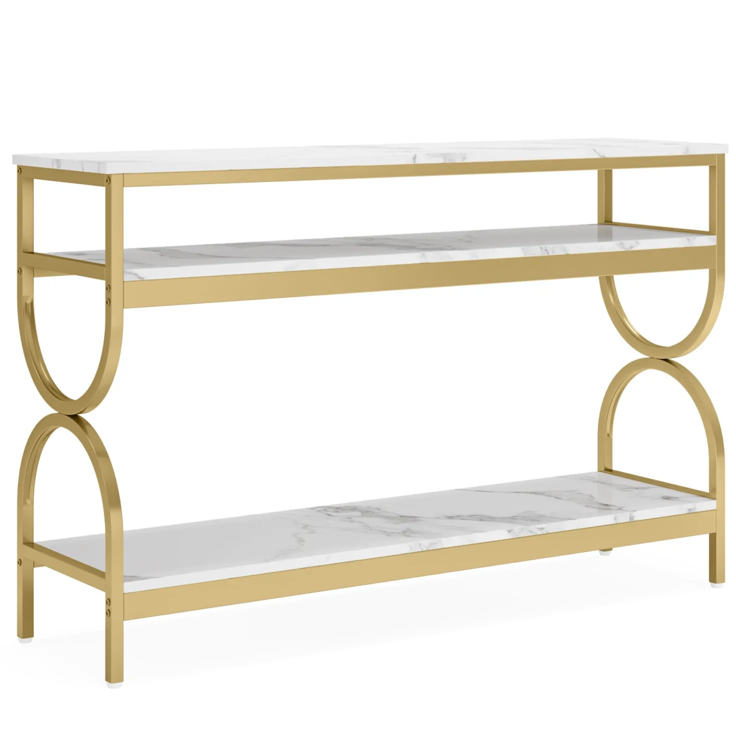 3-Tier Console Table, 55" Sofa Table with Storage Shelves