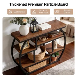 6-Tier Console Table, 39.4" Sofa Entryway Table with Shelves for Hallway