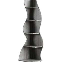 5-Tier Corner Bookcase, Rustic Freestanding Corner Shelf for Small Spaces