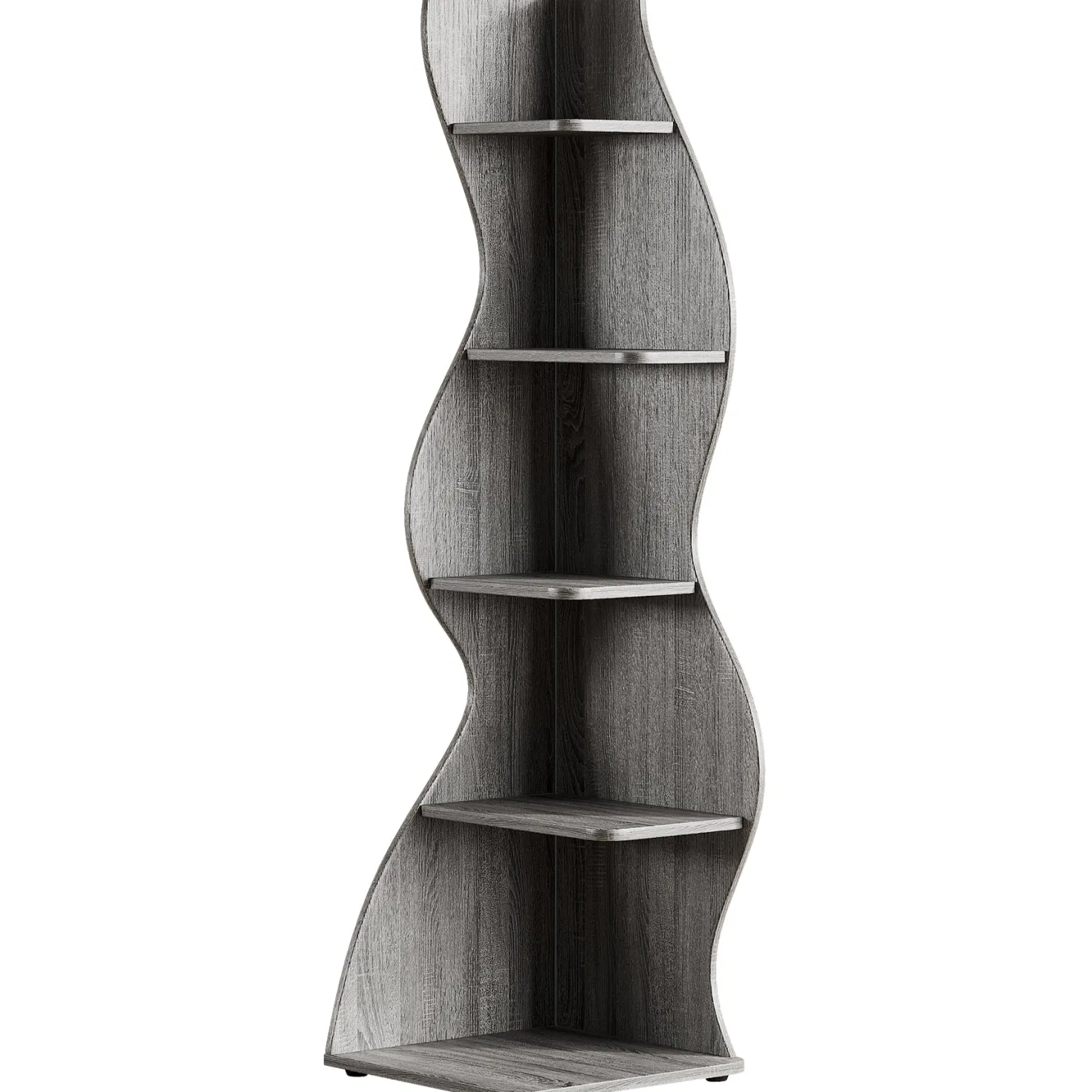 5-Tier Corner Bookcase, Rustic Freestanding Corner Shelf for Small Spaces