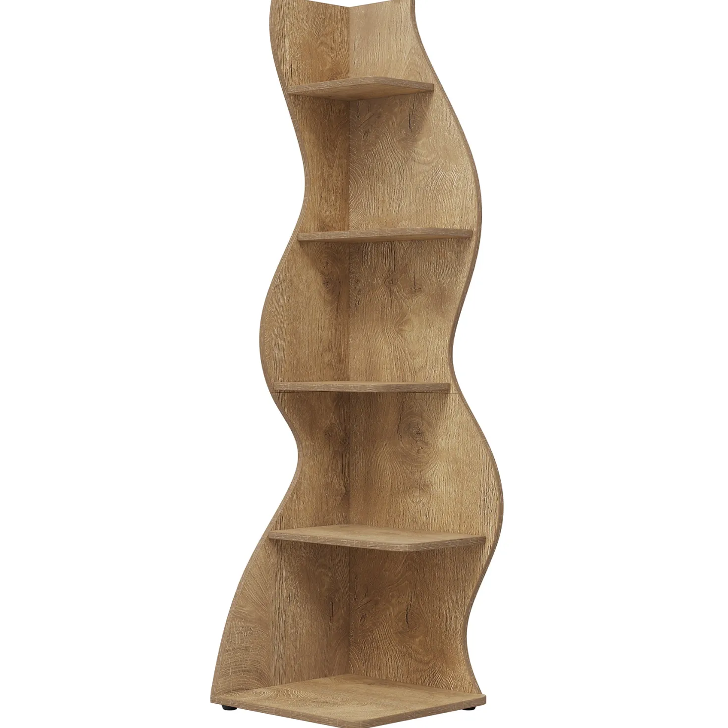 5-Tier Corner Bookcase, Rustic Freestanding Corner Shelf for Small Spaces
