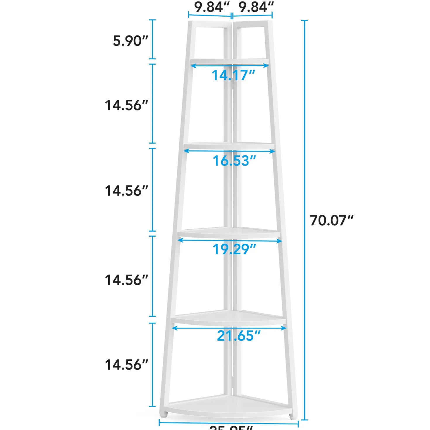 5-Tier Corner Bookshelf, 70" Tall Corner Shelves Plant Stand for Living Room