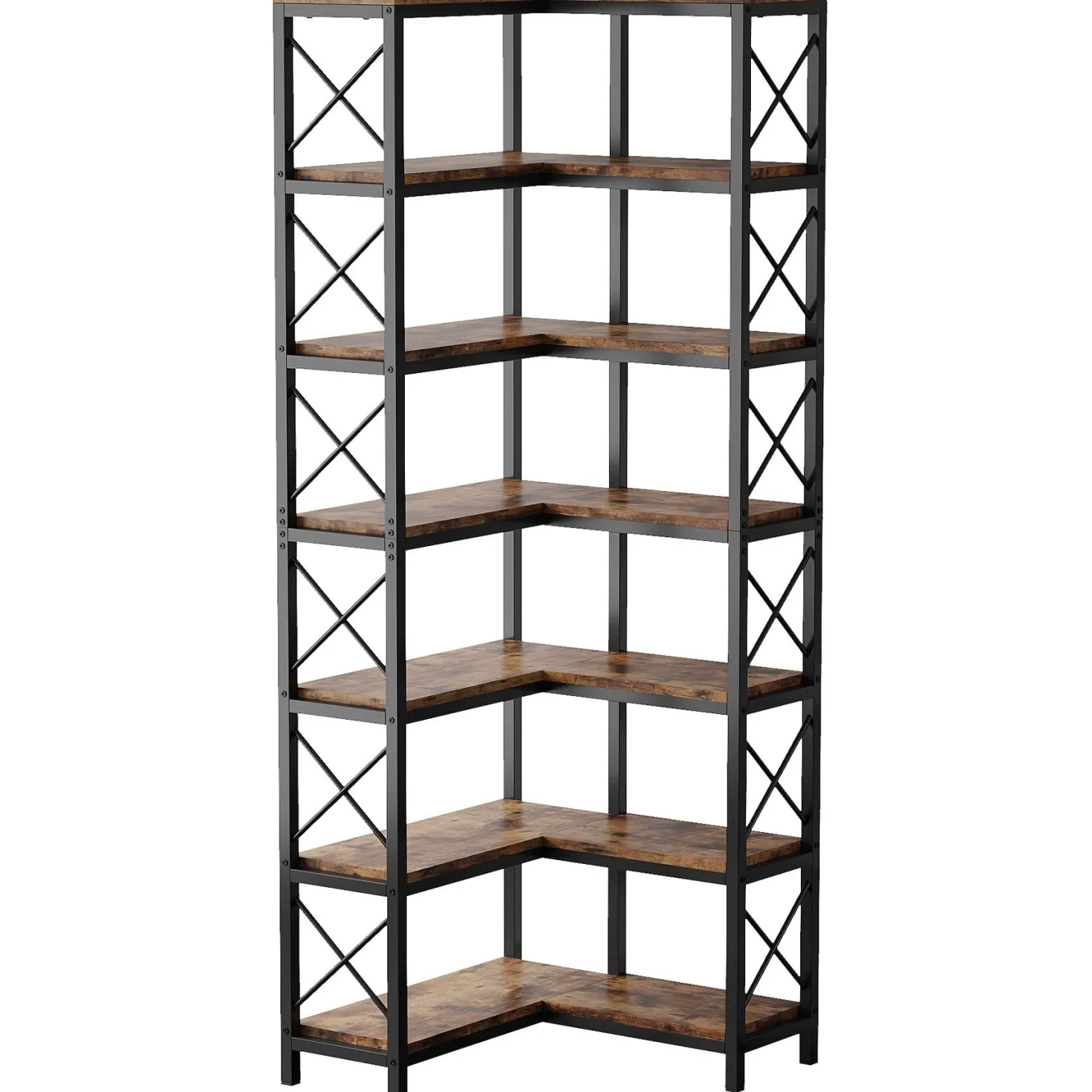 7-Tier Corner Bookshelf Corner Bookcase Storage Display Rack