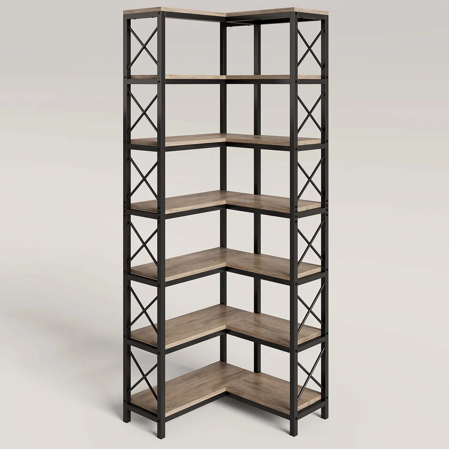 7-Tier Corner Bookshelf Corner Bookcase Storage Display Rack