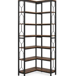 7-Tier Corner Bookshelf, Industrial Corner Etagere Bookcase