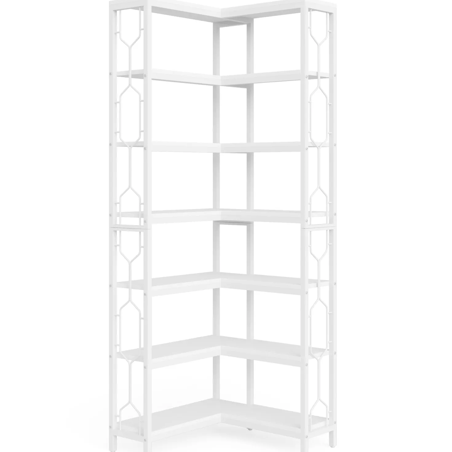 7-Tier Corner Bookshelf, Industrial Corner Etagere Bookcase