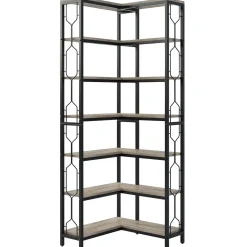 7-Tier Corner Bookshelf, Industrial Corner Etagere Bookcase