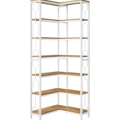 7-Tier Corner Bookshelf, Industrial Corner Etagere Bookcase