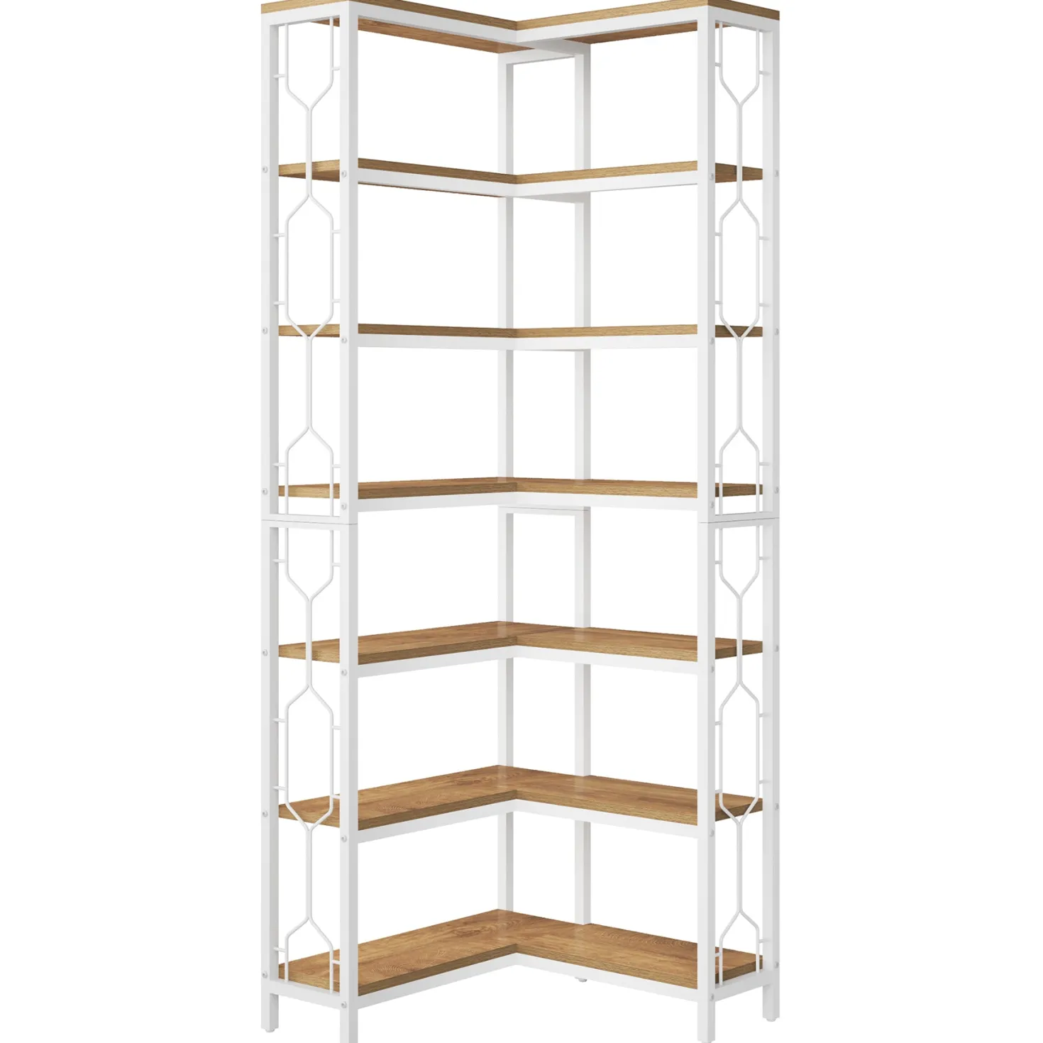 7-Tier Corner Bookshelf, Industrial Corner Etagere Bookcase