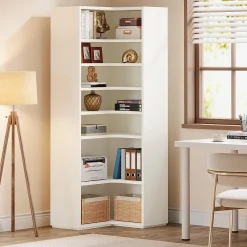 9-Tier Corner Bookshelf, Modern L-Shaped Bookcase Display Shelf