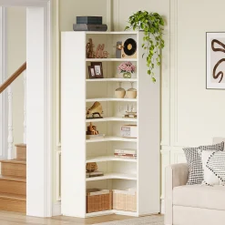 9-Tier Corner Bookshelf, Modern L-Shaped Bookcase Display Shelf