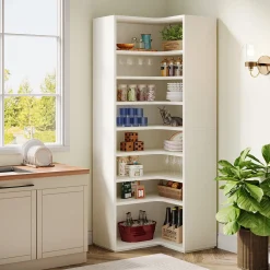 9-Tier Corner Bookshelf, Modern L-Shaped Bookcase Display Shelf