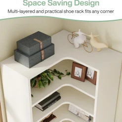 9-Tier Corner Bookshelf, Modern L-Shaped Bookcase Display Shelf