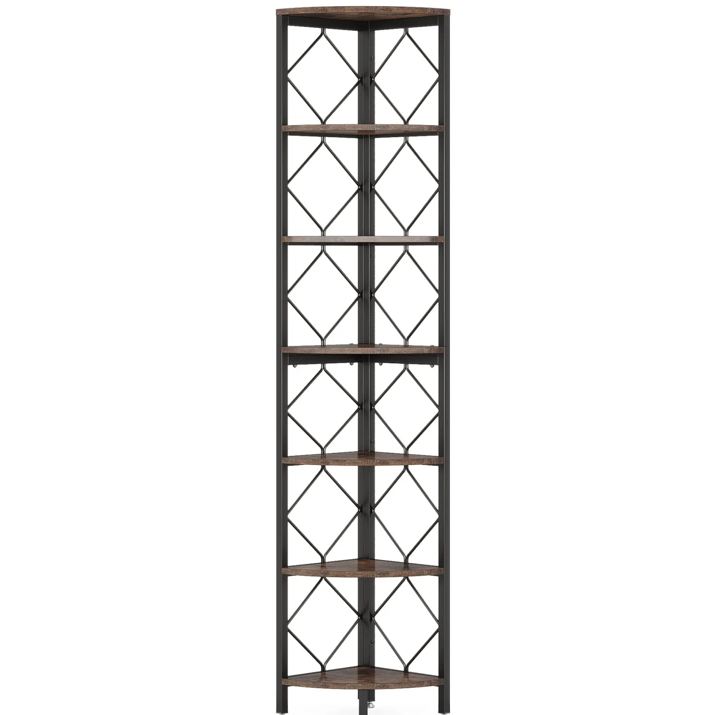 7-Tier Corner Shelf, 78.7" Corner Bookcase Slim Corner Storage Rack