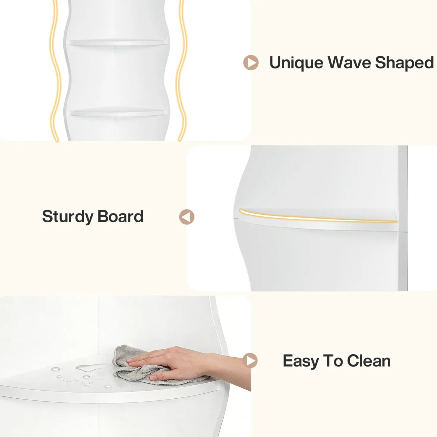 5-Tier Corner Shelf, 70.8" Corner Bookshelf Wavy Shaped Display Rack