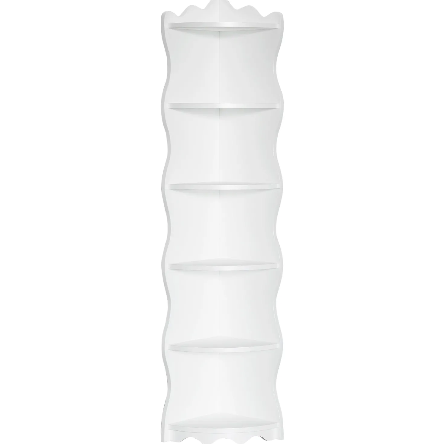 5-Tier Corner Shelf, 70.8" Corner Bookshelf Wavy Shaped Display Rack
