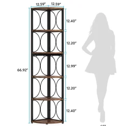 6-Tier Corner Shelf, 67" Corner Bookshelf Shelving Unit