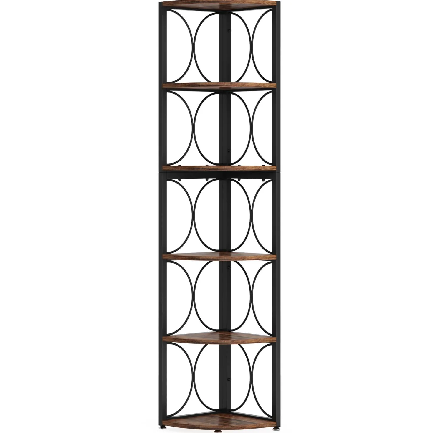 6-Tier Corner Shelf, 67" Corner Bookshelf Shelving Unit