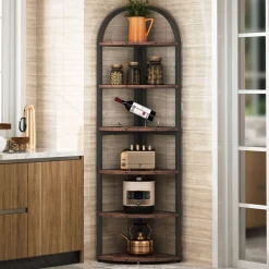 6-Tier Corner Shelf, 71 inch Tall Corner Bookshelf for Small Space