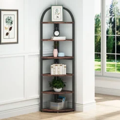 6-Tier Corner Shelf, 71 inch Tall Corner Bookshelf for Small Space