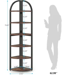 6-Tier Corner Shelf, 71 inch Tall Corner Bookshelf for Small Space