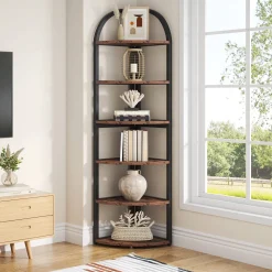 6-Tier Corner Shelf, 71 inch Tall Corner Bookshelf for Small Space
