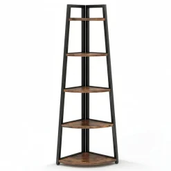 5-Tier Corner Shelf, 70" Tall Corner Ladder Shelf Small Bookshelf