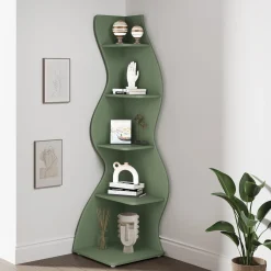 5-Tier Corner Shelf, Modern Wall Corner Bookshelf Bookcase