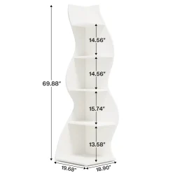5-Tier Corner Shelf, Modern Wall Corner Bookshelf Bookcase