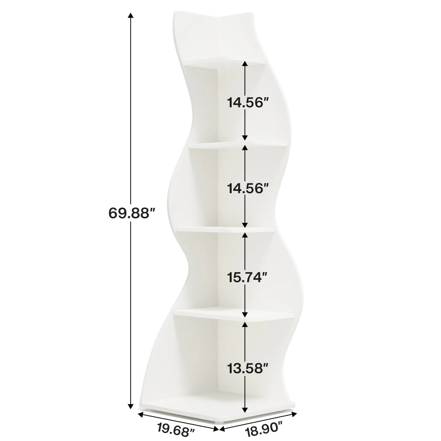 5-Tier Corner Shelf, Modern Wall Corner Bookshelf Bookcase