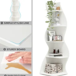 5-Tier Corner Shelf, Modern Wall Corner Bookshelf Bookcase