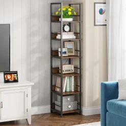 6-Tier Corner Shelf, Narrow Etagere Bookshelf Storage Rack
