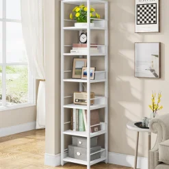 6-Tier Corner Shelf, Narrow Etagere Bookshelf Storage Rack