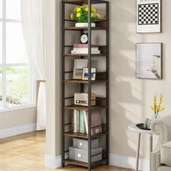 6-Tier Corner Shelf, Narrow Etagere Bookshelf Storage Rack