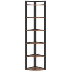 6-Tier Corner Shelf, Small Corner Bookshelf Storage Rack
