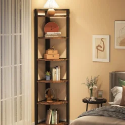6-Tier Corner Shelf, Small Corner Bookshelf Storage Rack