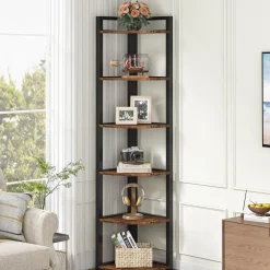 6-Tier Corner Shelf, Small Corner Bookshelf Storage Rack