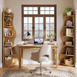 6-Tier Corner Shelf Stand, Tall Bookshelf with Curvy Shape for Living Room