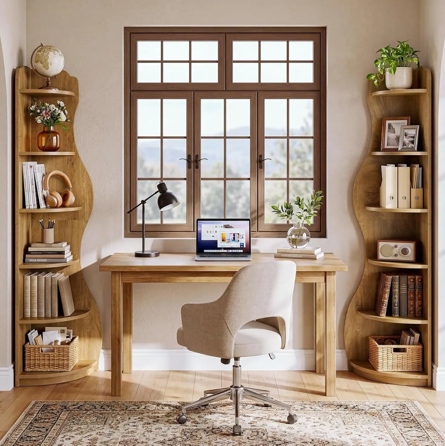 6-Tier Corner Shelf Stand, Tall Bookshelf with Curvy Shape for Living Room
